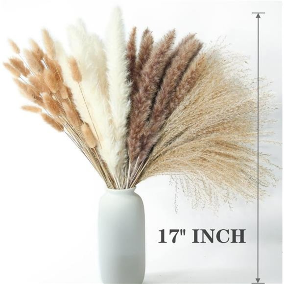 Dried Pampas Grass Decor,100 PCS Pampas Grass Contains Bunny Tails Dried Flowers - Picture 3 of 7